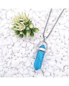 Howlite Blue Necklace (stainless steel chain)