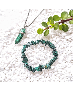 Malachite Necklace and Bracelet Set