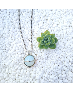 Opalite Glass Necklace (stainless steel chain)