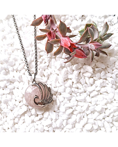 Rose Quartz Necklace (stainless steel chain)