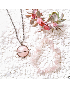 Rose Quartz Necklace and Bracelet Set