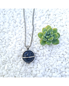 Sodalite Necklace (stainless steel chain)