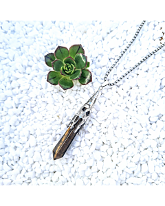 Tiger's Eye Gold Necklace (stainless steel chain)