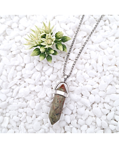 Unakite Necklace (stainless steel chain)